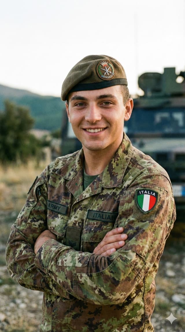 Aspirante candidato in divisa durante la preparazione a un concorso pubblico